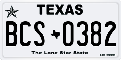 TX license plate BCS0382