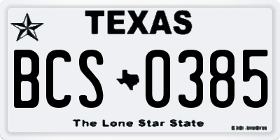 TX license plate BCS0385