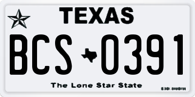TX license plate BCS0391