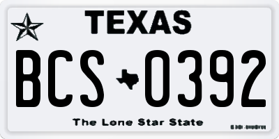 TX license plate BCS0392