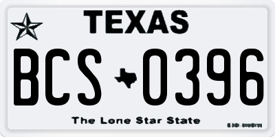 TX license plate BCS0396