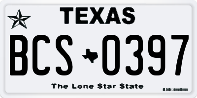 TX license plate BCS0397