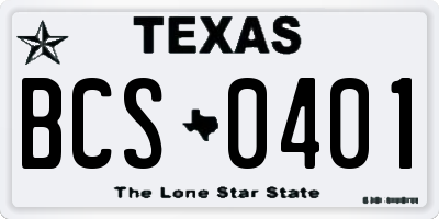 TX license plate BCS0401