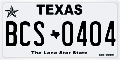TX license plate BCS0404