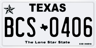 TX license plate BCS0406