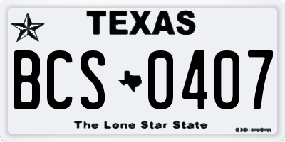 TX license plate BCS0407