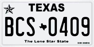 TX license plate BCS0409