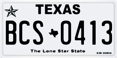 TX license plate BCS0413