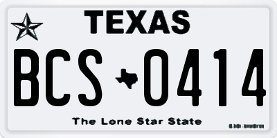 TX license plate BCS0414