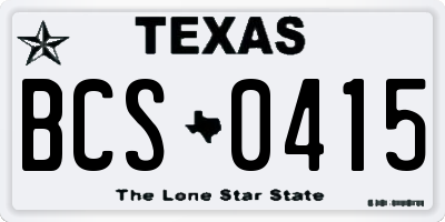 TX license plate BCS0415