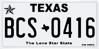 TX license plate BCS0416