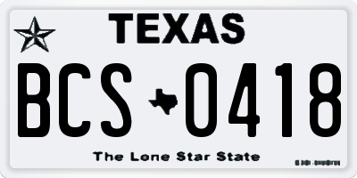 TX license plate BCS0418