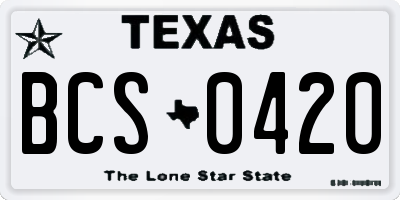 TX license plate BCS0420