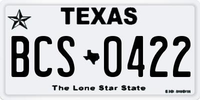 TX license plate BCS0422