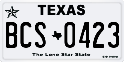 TX license plate BCS0423