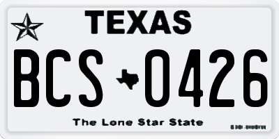 TX license plate BCS0426