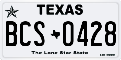 TX license plate BCS0428