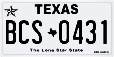 TX license plate BCS0431