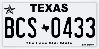 TX license plate BCS0433
