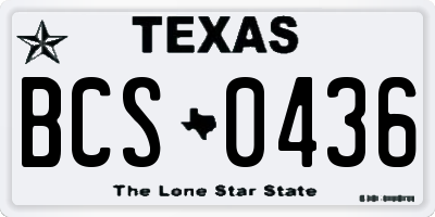 TX license plate BCS0436
