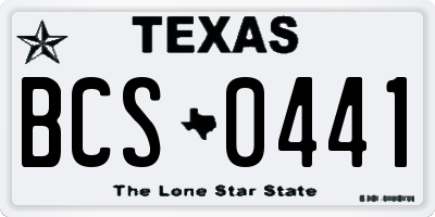 TX license plate BCS0441