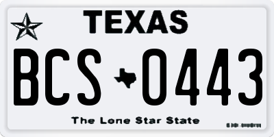 TX license plate BCS0443