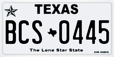 TX license plate BCS0445