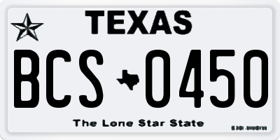 TX license plate BCS0450