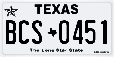 TX license plate BCS0451