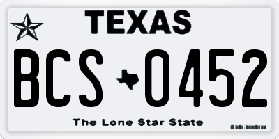 TX license plate BCS0452