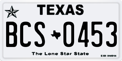 TX license plate BCS0453
