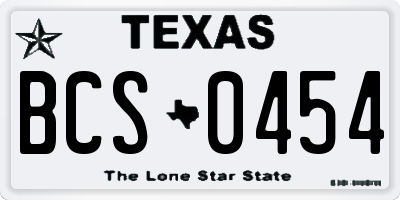 TX license plate BCS0454