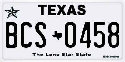 TX license plate BCS0458