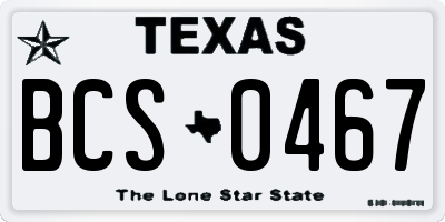 TX license plate BCS0467