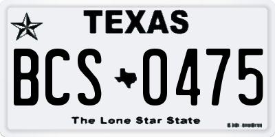 TX license plate BCS0475