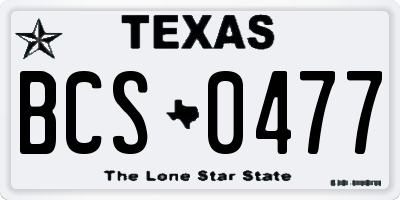 TX license plate BCS0477