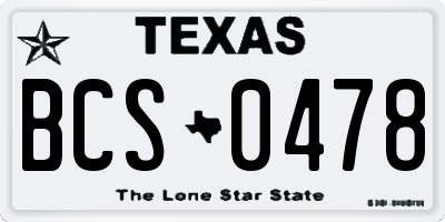 TX license plate BCS0478