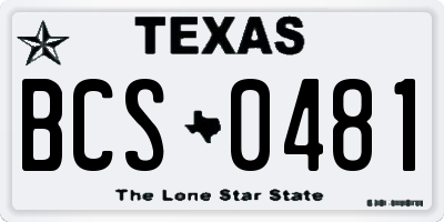 TX license plate BCS0481