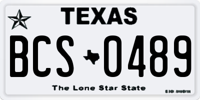 TX license plate BCS0489