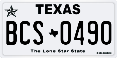 TX license plate BCS0490