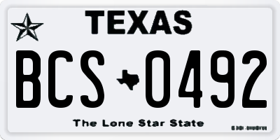 TX license plate BCS0492