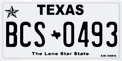 TX license plate BCS0493
