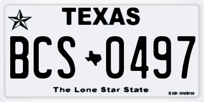 TX license plate BCS0497