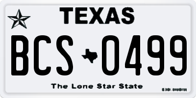 TX license plate BCS0499