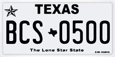 TX license plate BCS0500
