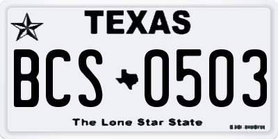 TX license plate BCS0503