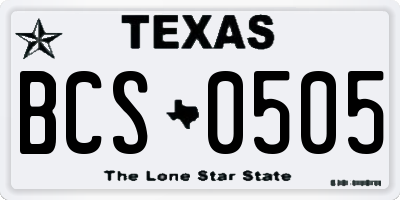 TX license plate BCS0505