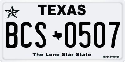 TX license plate BCS0507