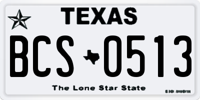 TX license plate BCS0513