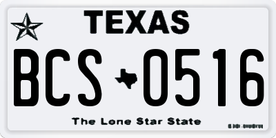 TX license plate BCS0516